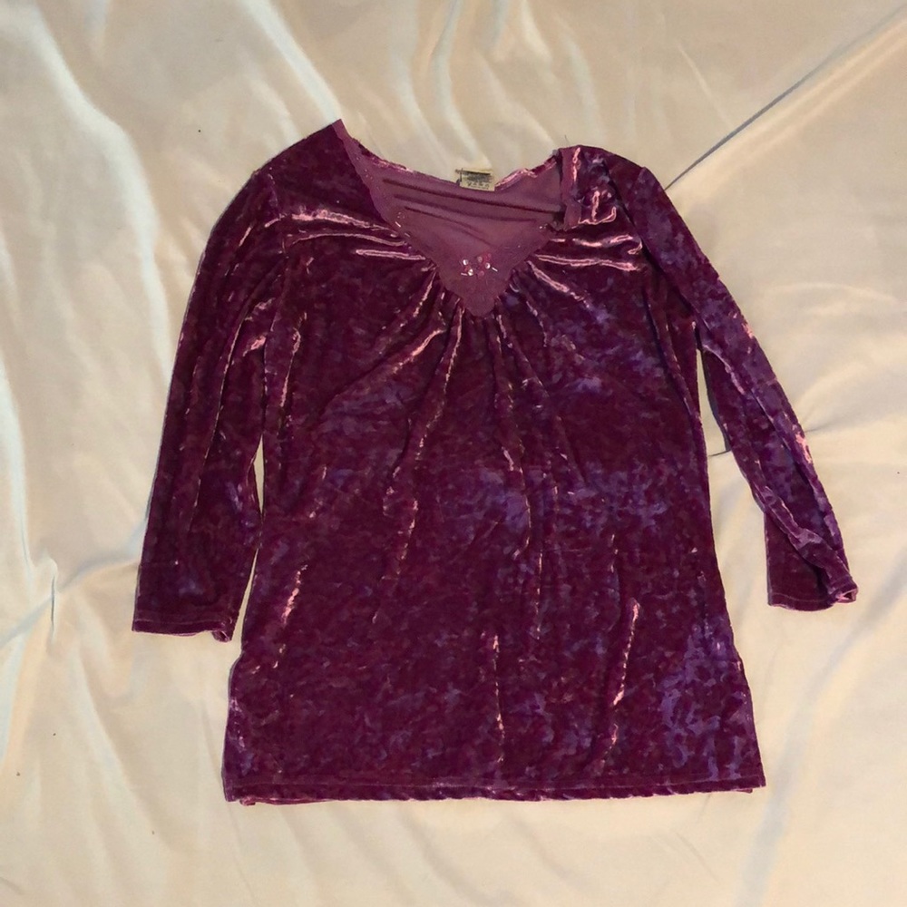 Purple shirt with plush exterior